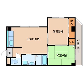 間取図 近鉄大阪線（近畿）/関屋駅 徒歩3分 2階 築28年