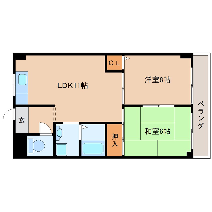 間取図 近鉄大阪線（近畿）/関屋駅 徒歩3分 6階 築27年