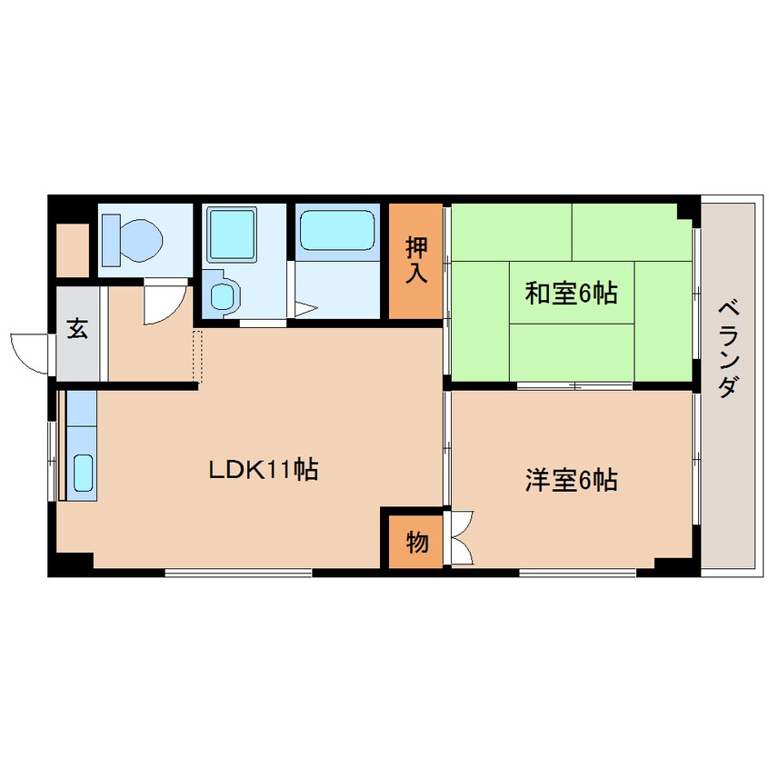 間取図 近鉄大阪線（近畿）/関屋駅 徒歩3分 6階 築27年