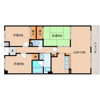 間取図 近鉄大阪線（近畿）/五位堂駅 徒歩5分 6階 築30年