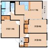 近鉄大阪線（近畿）/二上駅 徒歩15分 2階 築26年 3LDKの間取り