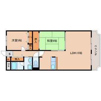 間取図 近鉄大阪線（近畿）/五位堂駅 徒歩9分 2階 築23年