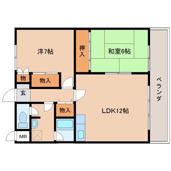 間取図 近鉄大阪線（近畿）/五位堂駅 徒歩15分 6階 築31年