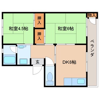 間取図 近鉄大阪線（近畿）/近鉄下田駅 徒歩7分 5階 築46年