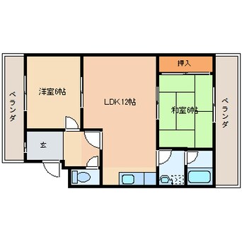 間取図 近鉄大阪線（近畿）/近鉄下田駅 徒歩10分 2階 築37年