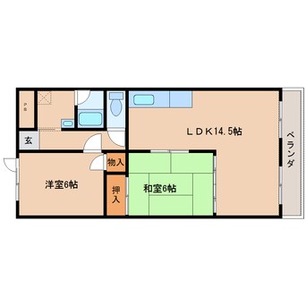 間取図 近鉄大阪線（近畿）/五位堂駅 徒歩22分 4階 築41年