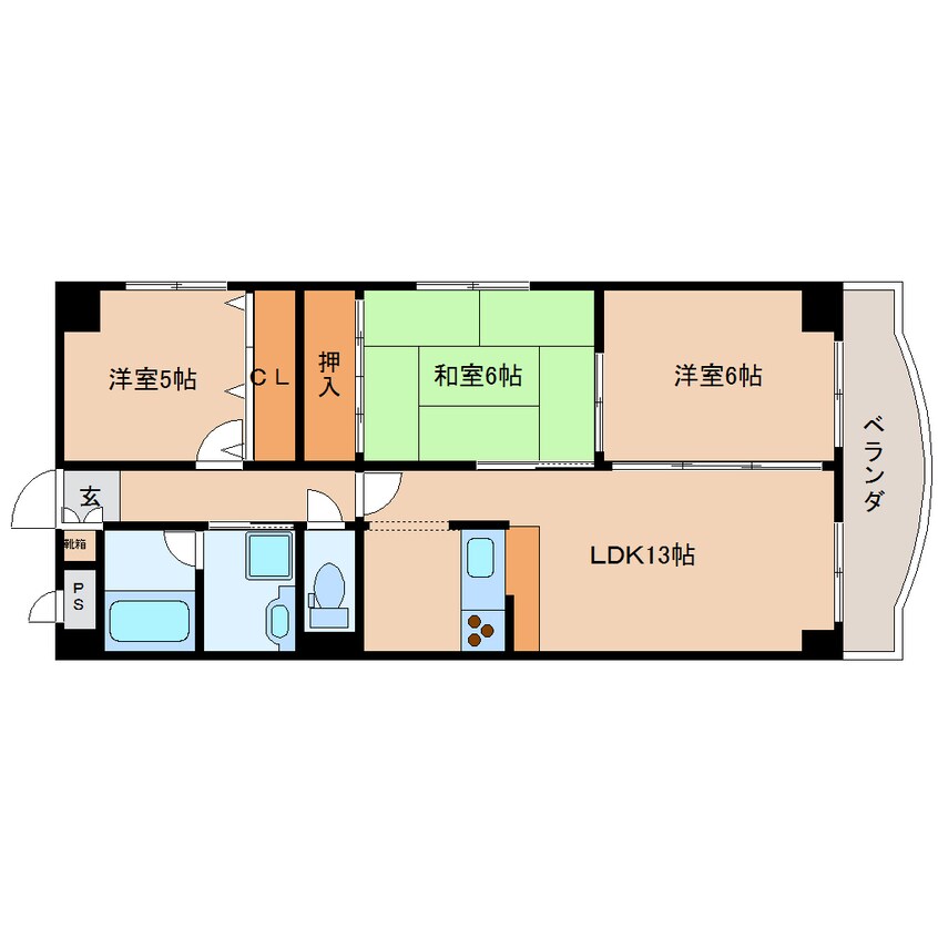 間取図 近鉄大阪線（近畿）/五位堂駅 徒歩3分 1階 築26年