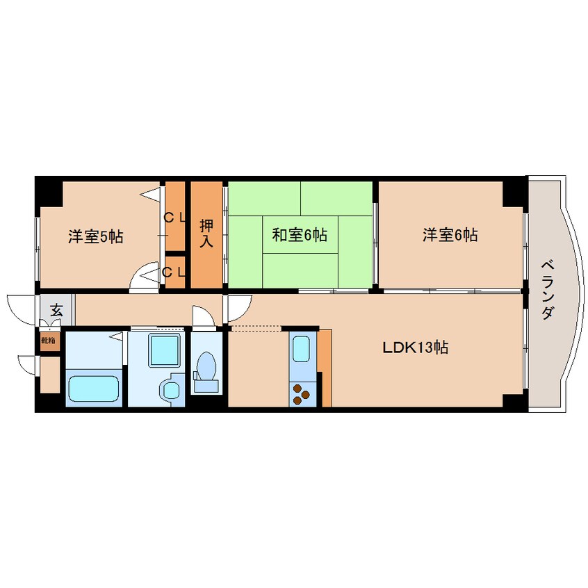 間取図 近鉄大阪線（近畿）/五位堂駅 徒歩3分 1階 築26年