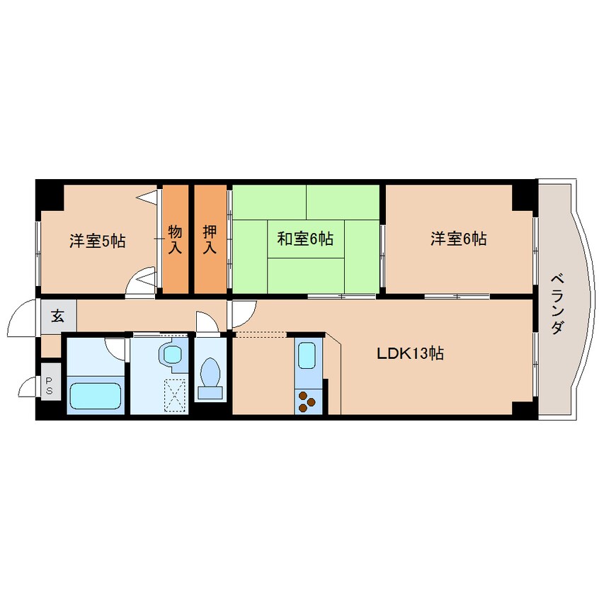 間取図 近鉄大阪線（近畿）/五位堂駅 徒歩3分 4階 築26年