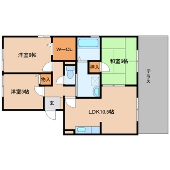 間取図 近鉄大阪線（近畿）/二上駅 徒歩5分 1階 築22年