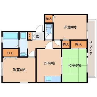 間取図 近鉄大阪線（近畿）/五位堂駅 バス5分馬見中下車:停歩1分 2階 築30年