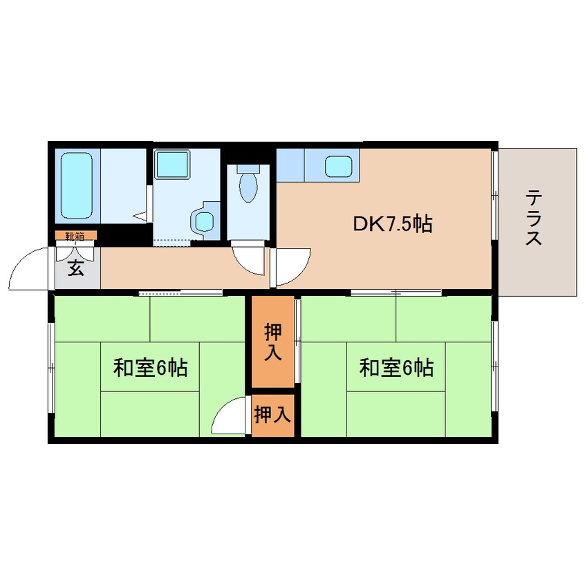 間取図 近鉄大阪線（近畿）/二上駅 徒歩5分 1階 築34年