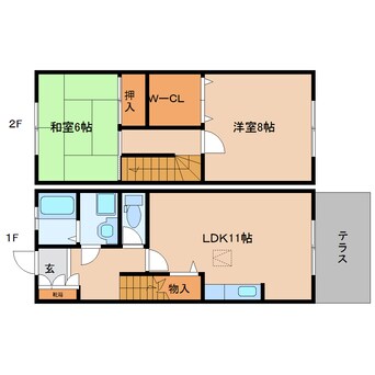 間取図 近鉄大阪線（近畿）/五位堂駅 徒歩15分 1-2階 築28年