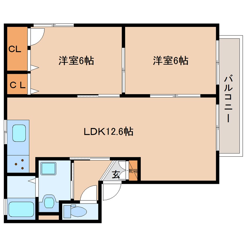 間取図 近鉄大阪線（近畿）/五位堂駅 徒歩3分 2階 築21年