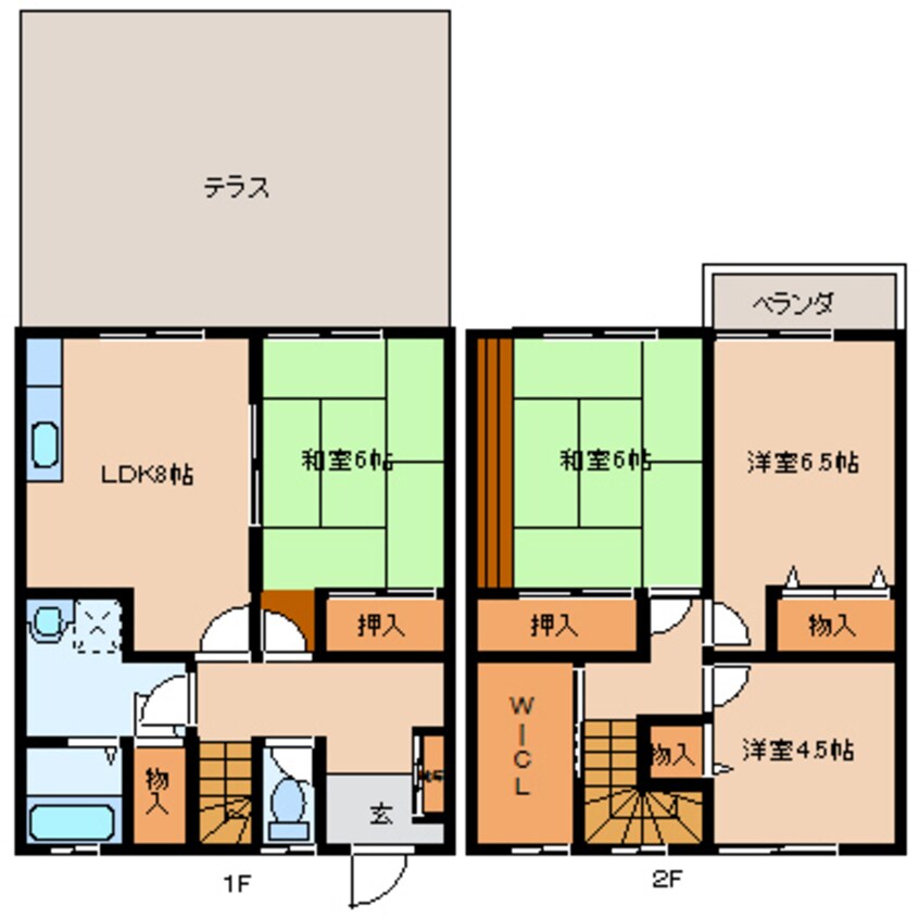 間取図 近鉄大阪線（近畿）/五位堂駅 徒歩15分 1-2階 築34年