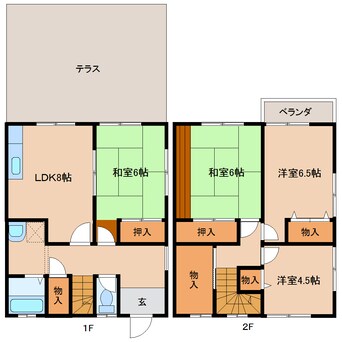 間取図 近鉄大阪線（近畿）/五位堂駅 徒歩15分 1-2階 築34年