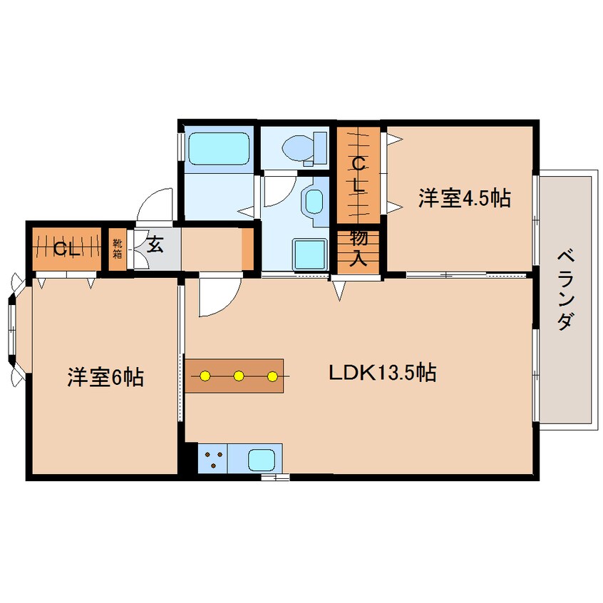 間取図 近鉄大阪線（近畿）/五位堂駅 バス5分馬見中1丁目下車:停歩2分 2階 築32年