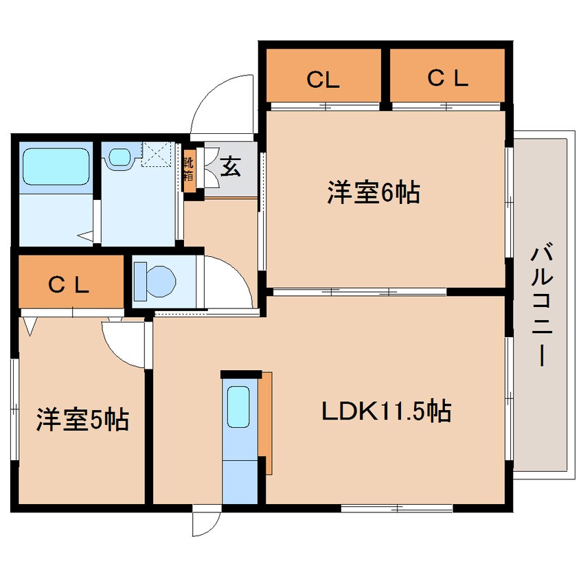 間取図 近鉄大阪線（近畿）/五位堂駅 徒歩11分 2階 築21年