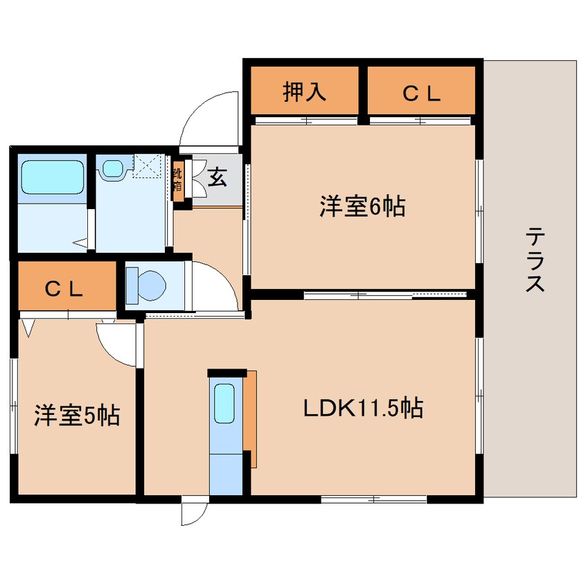 間取図 近鉄大阪線（近畿）/五位堂駅 徒歩11分 1階 築23年