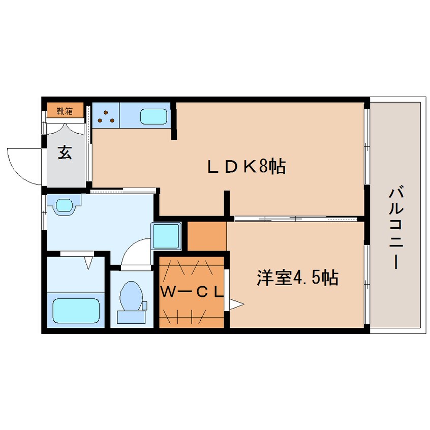 間取図 近鉄大阪線（近畿）/五位堂駅 徒歩13分 1階 築38年