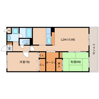 間取図 近鉄大阪線（近畿）/二上駅 徒歩8分 3階 築21年