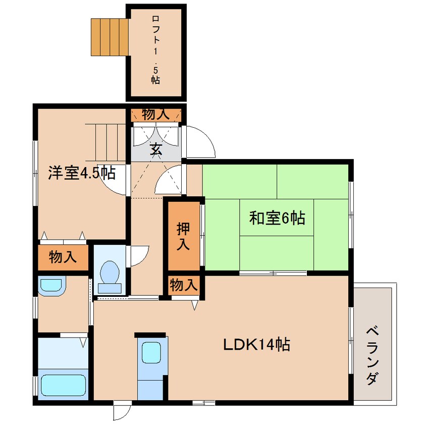 間取図 近鉄大阪線（近畿）/近鉄下田駅 徒歩6分 2階 築22年