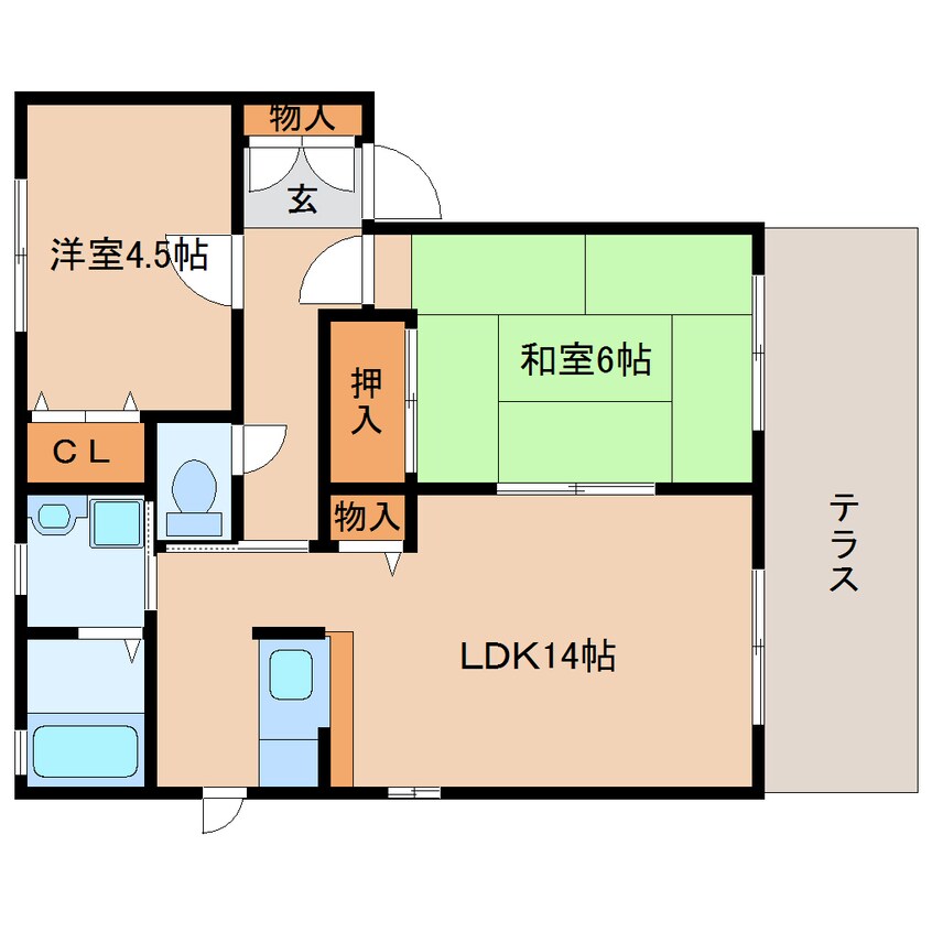 間取図 近鉄大阪線（近畿）/近鉄下田駅 徒歩6分 1階 築21年