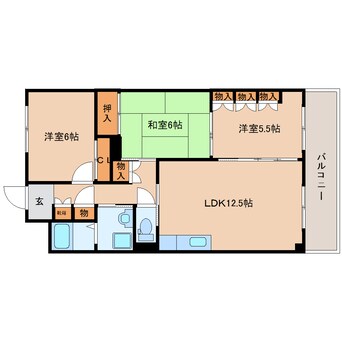 間取図 近鉄大阪線（近畿）/五位堂駅 徒歩3分 3階 築23年