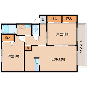 間取図 近鉄大阪線（近畿）/二上駅 徒歩15分 2階 築21年