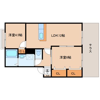 間取図 近鉄大阪線（近畿）/五位堂駅 徒歩18分 1階 築23年