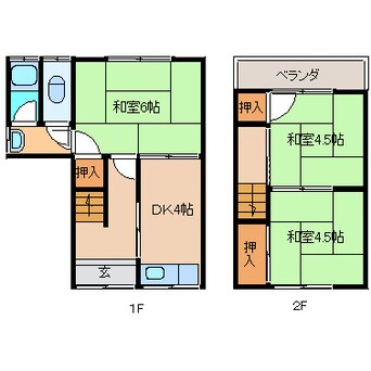 間取図 近鉄大阪線（近畿）/近鉄下田駅 徒歩10分 1階 築36年