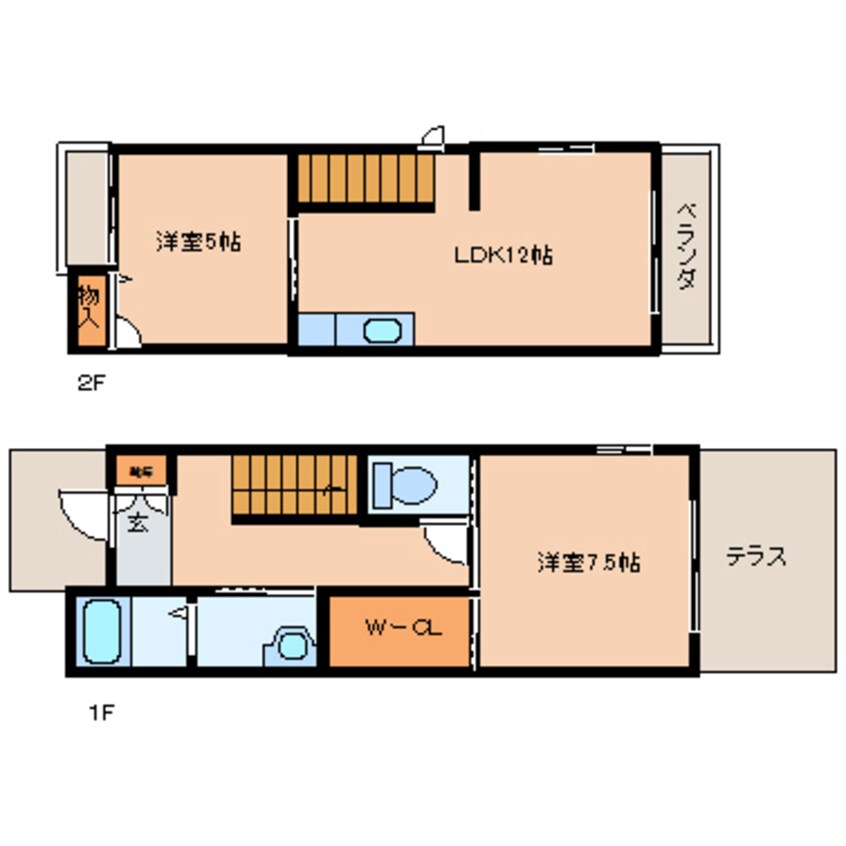 間取図 近鉄大阪線（近畿）/二上駅 徒歩8分 1-2階 築20年