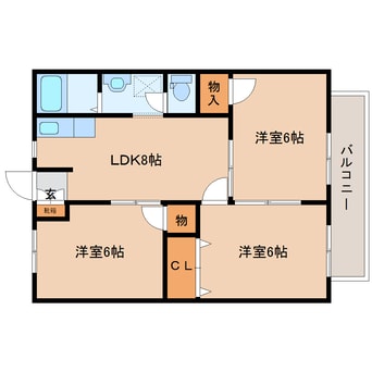 間取図 近鉄大阪線（近畿）/二上駅 徒歩6分 2階 築33年