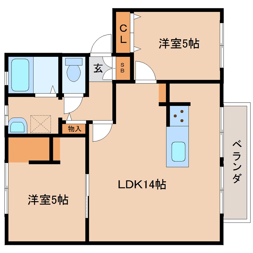 間取図 近鉄大阪線（近畿）/五位堂駅 徒歩15分 2階 築26年