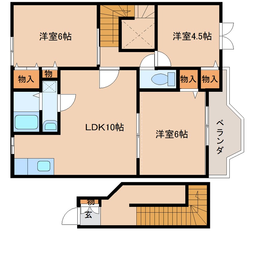 間取図 近鉄大阪線（近畿）/近鉄下田駅 徒歩14分 2階 築19年