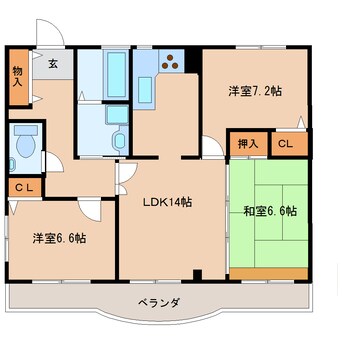 間取図 近鉄大阪線（近畿）/近鉄下田駅 徒歩15分 4階 築27年