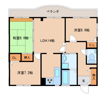 間取図 近鉄大阪線（近畿）/近鉄下田駅 徒歩15分 3階 築27年