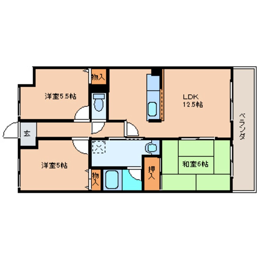 間取図 近鉄大阪線（近畿）/五位堂駅 徒歩3分 5階 築26年