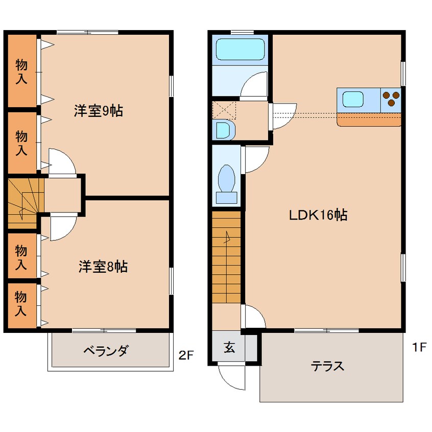 間取図 和歌山線/志都美駅 徒歩4分 1-2階 築19年