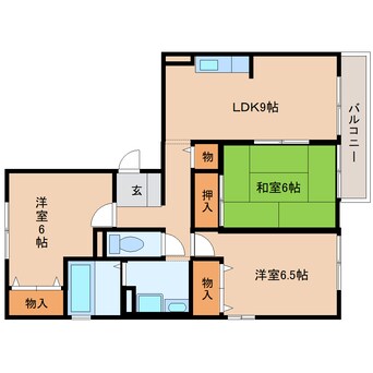 間取図 近鉄大阪線（近畿）/二上駅 徒歩5分 1階 築23年