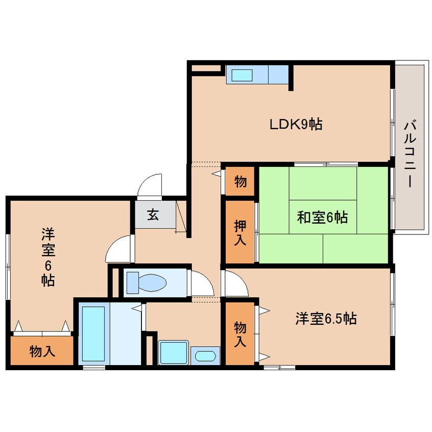 間取図 近鉄大阪線（近畿）/二上駅 徒歩5分 3階 築22年