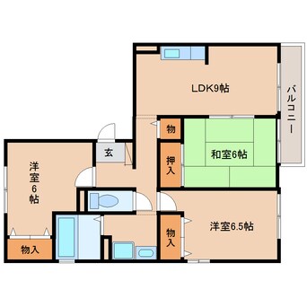 間取図 近鉄大阪線（近畿）/二上駅 徒歩5分 3階 築22年