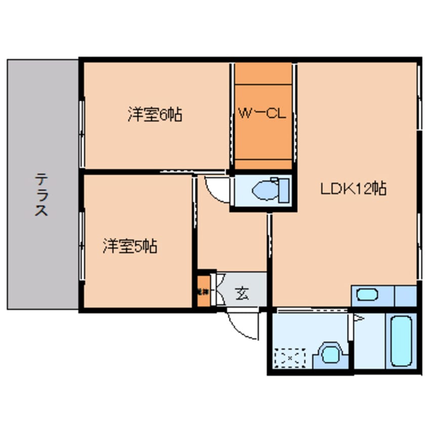 間取図 近鉄大阪線（近畿）/五位堂駅 バス6分馬見北９丁目下車:停歩3分 1階 築37年