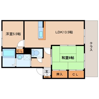 間取図 近鉄大阪線（近畿）/五位堂駅 徒歩5分 1階 築22年