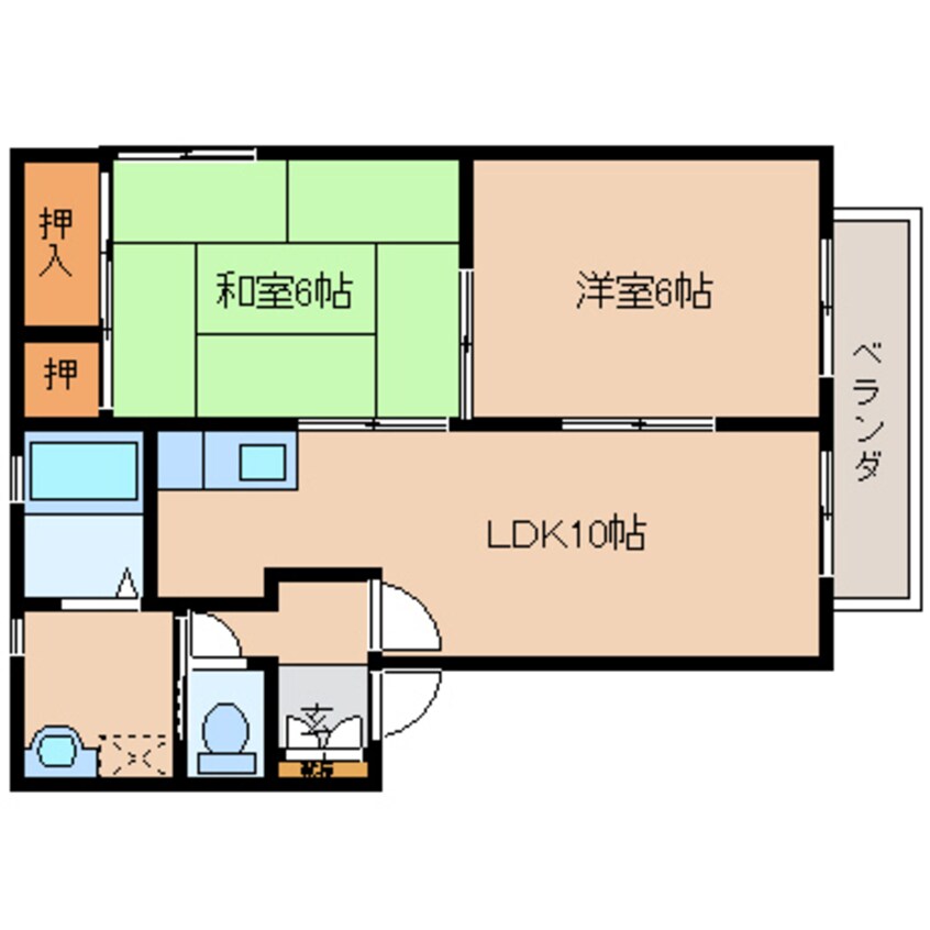 間取図 近鉄大阪線（近畿）/五位堂駅 徒歩5分 2階 築22年