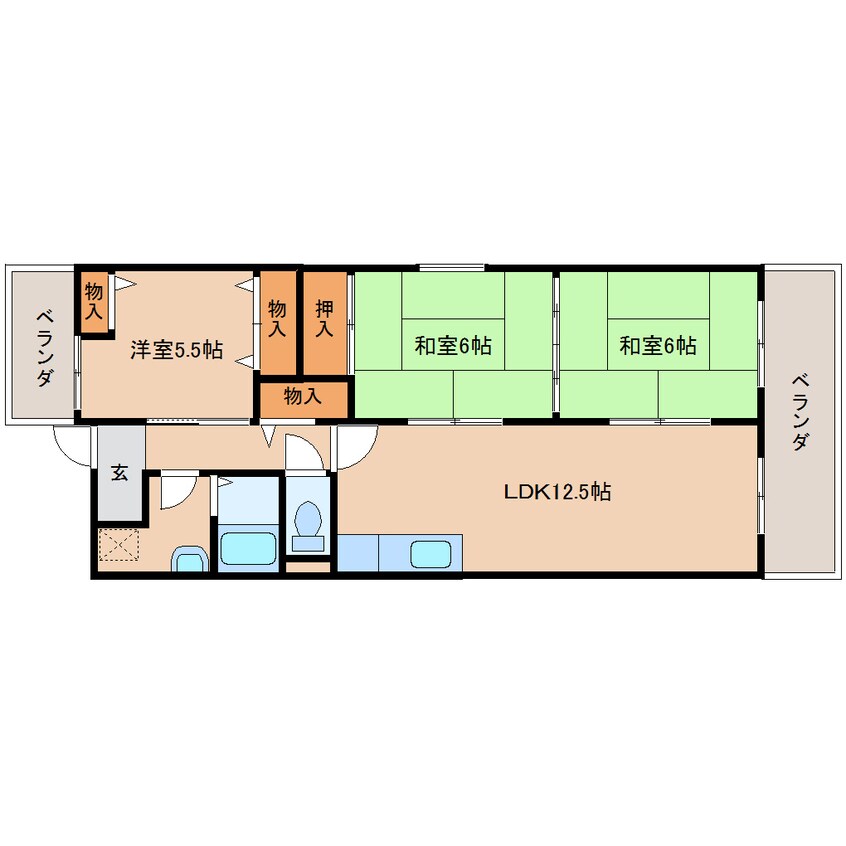 間取図 近鉄大阪線（近畿）/五位堂駅 徒歩20分 2階 築25年