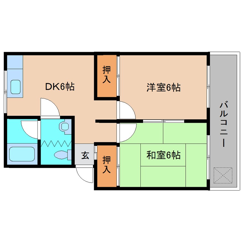 間取図 近鉄大阪線（近畿）/二上駅 徒歩10分 1階 築51年