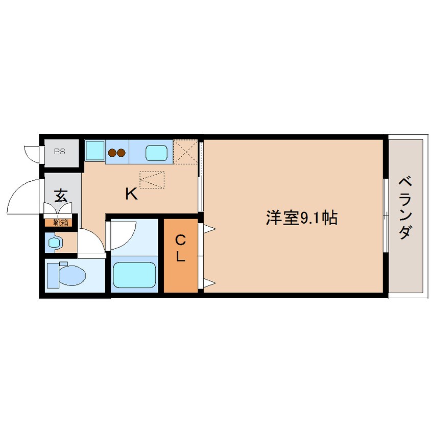 間取図 近鉄大阪線（近畿）/関屋駅 徒歩4分 3階 築18年