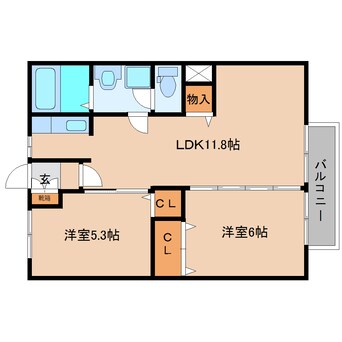 間取図 和歌山線/畠田駅 バス10分白鳳台1丁目下車:停歩5分 2階 築31年