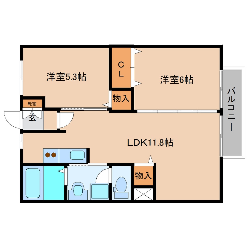 間取図 和歌山線/畠田駅 バス10分白鳳台1丁目下車:停歩5分 2階 築32年